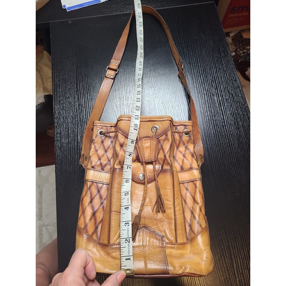Rustic Leather Boho Crossbody Drawstring Bag/Purse - image 2